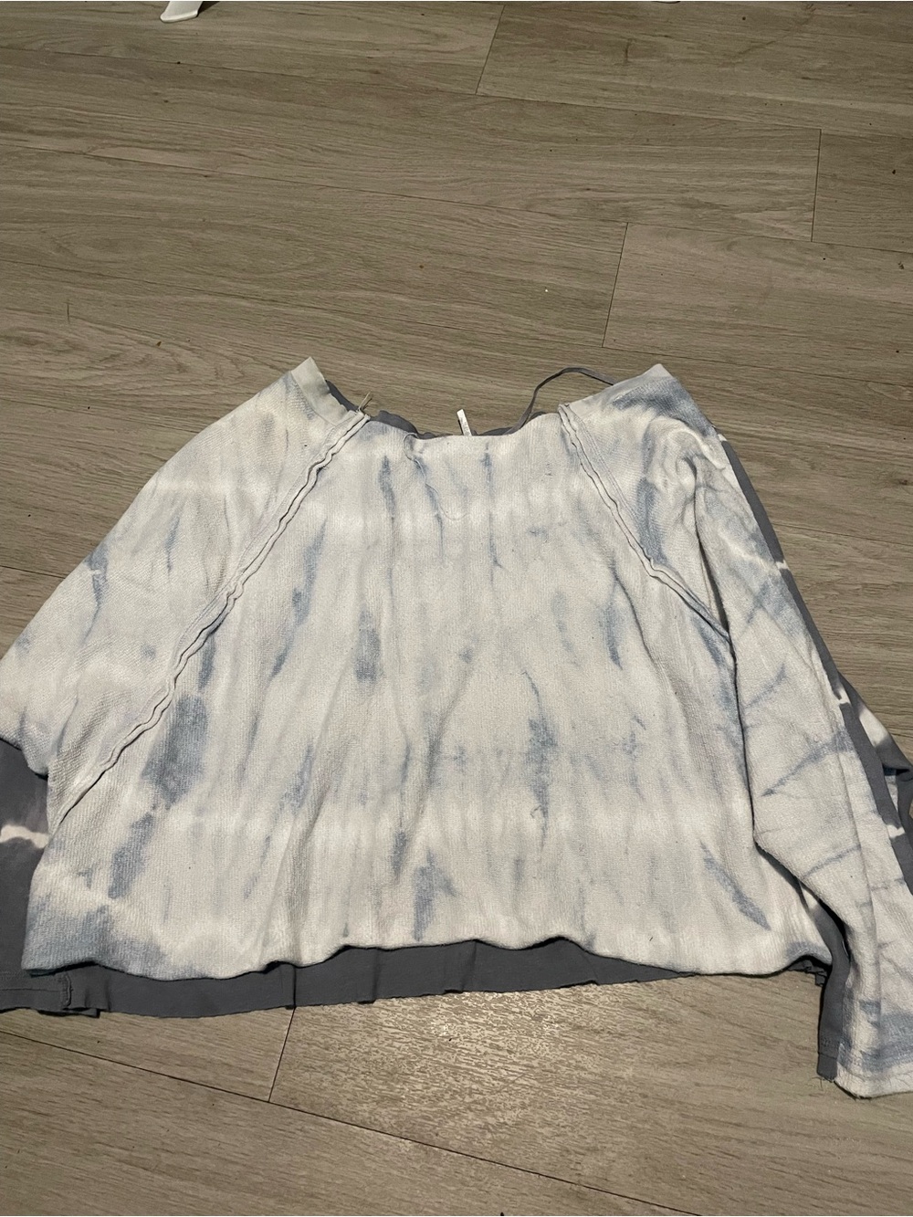 Free People Light Blue & White Tie-Dye Crew Sweatshirt